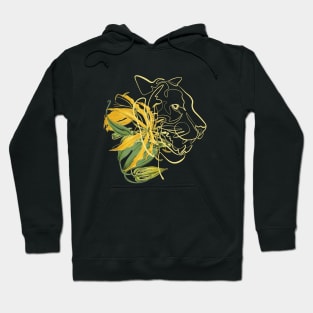 Yellow Lily Line Art Tiger Head Hoodie